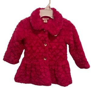 Juicy Couture Toddler Girls Pink Faux Fur Heart Quilted Coat Size 4T